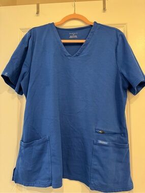 Jaanuu Women’s V-Neck Medical Scrub Top - Blue